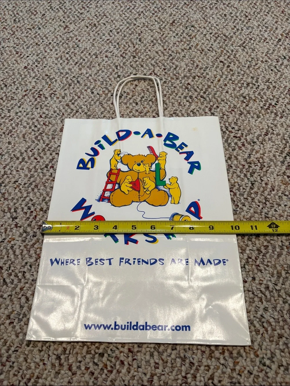 Build-A-Bear White Gift Bags with Colorful Logo - Set of 2. Y2K